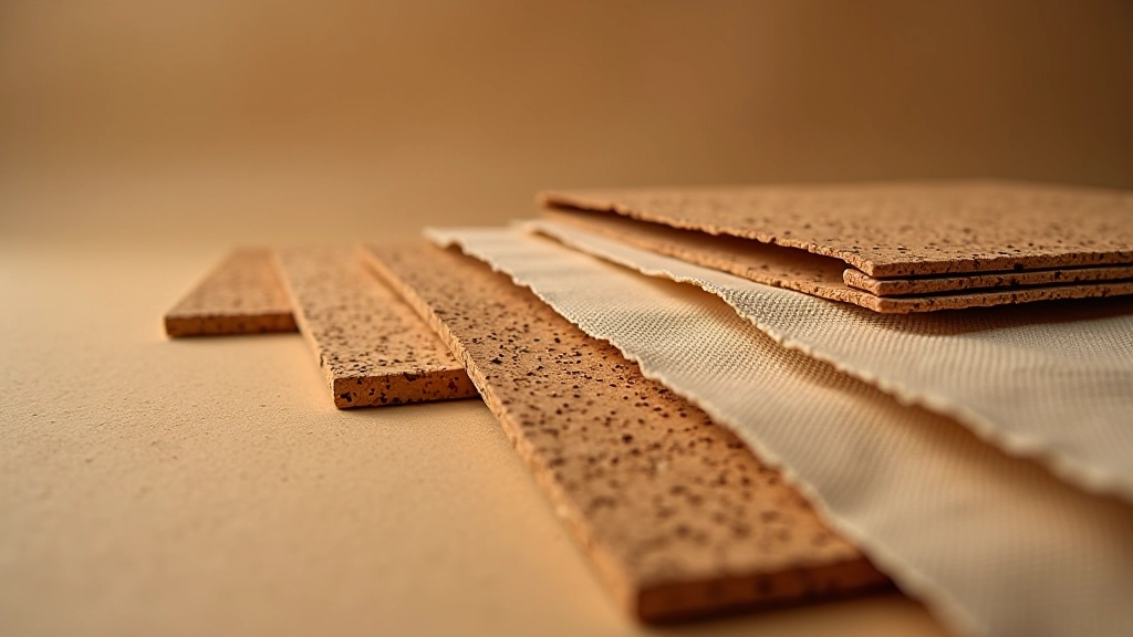 Detalhe de materiais reciclados e tecidos naturais em ambiente de design de interiores
