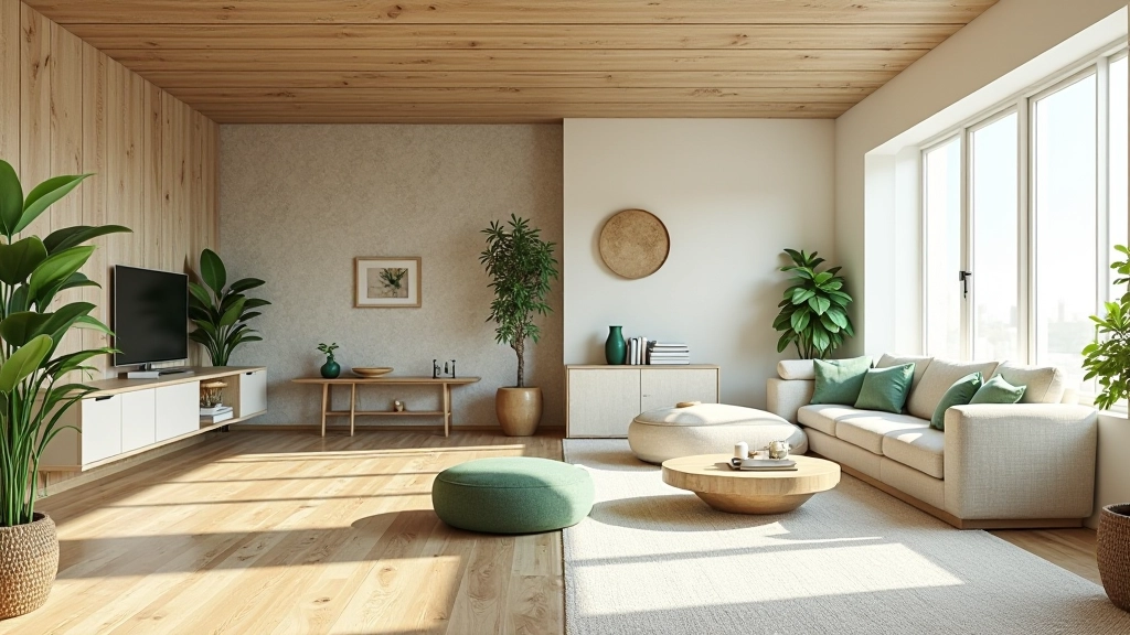 Espaço transformado com design sustentável e materiais reciclados